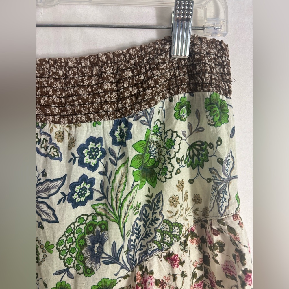 Y2K Cottagecore Patchwork Asymmetrical‎ Boho 100% Cotton Midi Skirt Size L - Picture 4 of 16